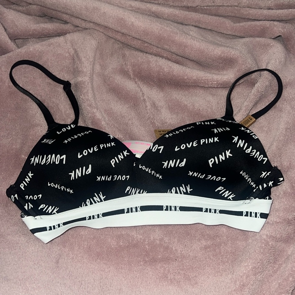 Victoria’s Secret bra PINK VS bra size 34A wireless black pink style pink new